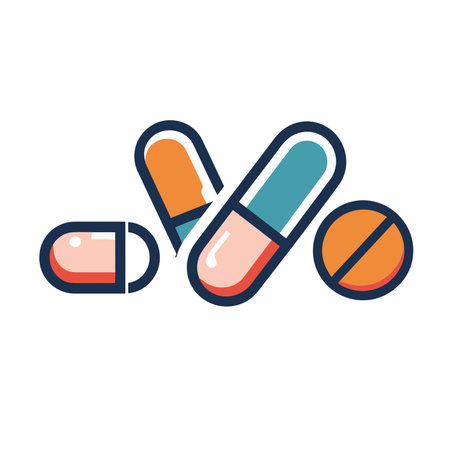 Pills flat color icon on white background for web design and mobile appのイラスト素材