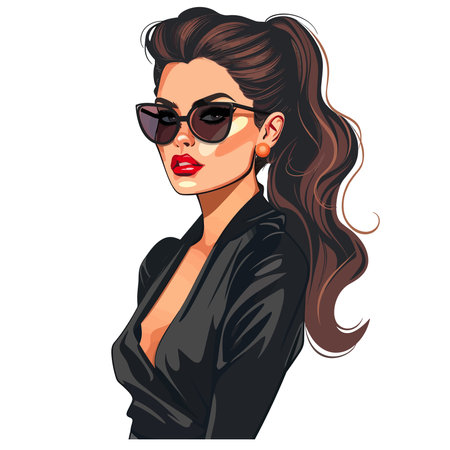 Beautiful fashion woman in sunglasses. Vector illustration. Fashion girl.のイラスト素材