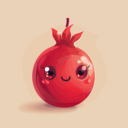 Cute pomegranate character. Vector illustration in cartoon styleのイラスト素材