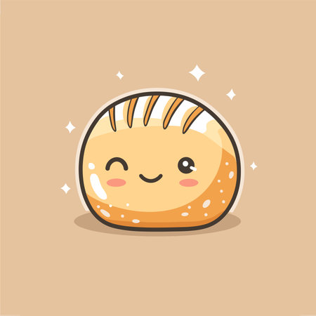 Cute bread character. Vector flat cartoon kawaii style illustration icon design