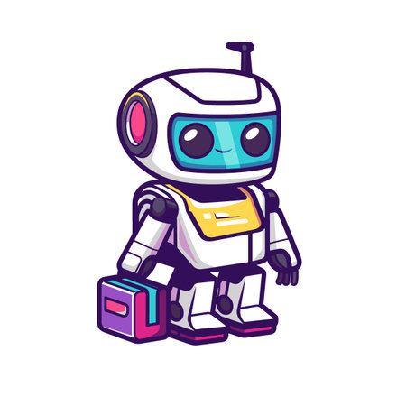 Cute robot with suit. Vector illustration. Isolated on white background.のイラスト素材