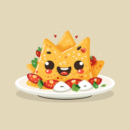 Cute and kawaii illustration of tortilla with mozzarella cheeseのイラスト素材