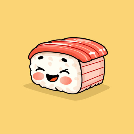 Cute Kawaii Sushi Mascot Character Vector Illustrationのイラスト素材