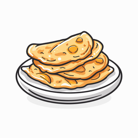 Illustration of a stack of pancakes on a plate. Vector illustrationのイラスト素材