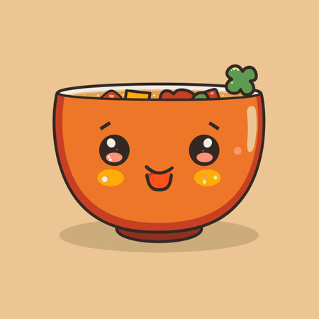 Cute bowl with food character. Vector illustration in cartoon style.のイラスト素材