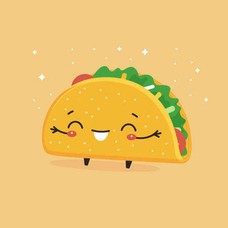 Cute and kawaii mexican taco vector illustration.のイラスト素材
