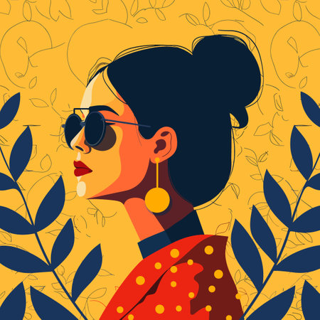 Fashion girl in sunglasses. Vector illustration in flat design style.のイラスト素材