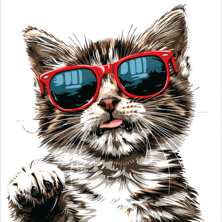 Cute cat with sunglasses. Vector illustration for t-shirt design.のイラスト素材