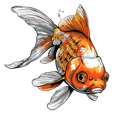 Goldfish. Vector illustration. Isolated on a white background.のイラスト素材