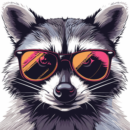 Raccoon in sunglasses. Vector illustration of a raccoon.のイラスト素材