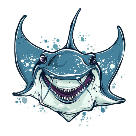 Smiling stingray vector illustration. Vector illustration of stingray.のイラスト素材