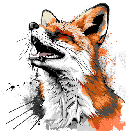 Portrait of a fox with grunge background. Vector illustration.のイラスト素材