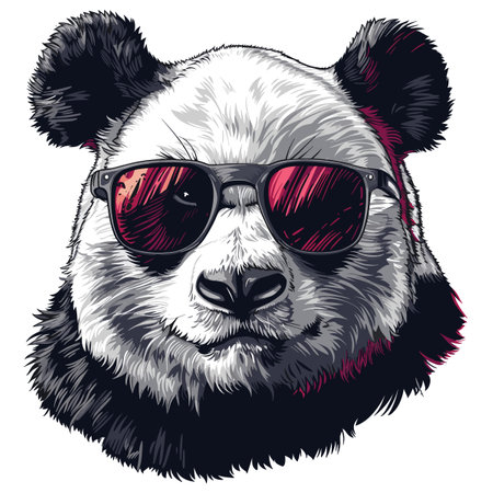 panda bear wearing sunglasses, vector illustration, t-shirt designのイラスト素材