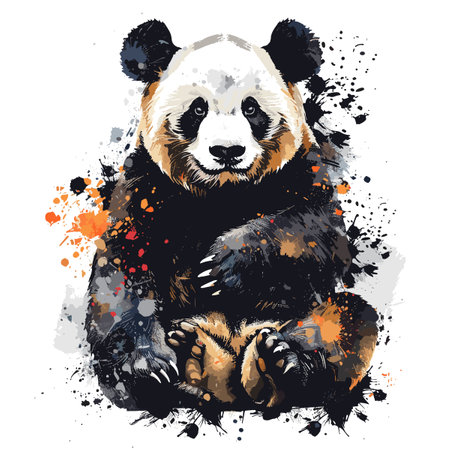 Panda bear with cube. Watercolor painting. Vector illustration.のイラスト素材