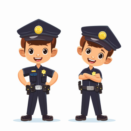 Policeman and policeman in uniform. Vector illustration in cartoon style