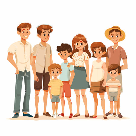 Happy family. Parents, father, son and daughter. Vector illustrationのイラスト素材