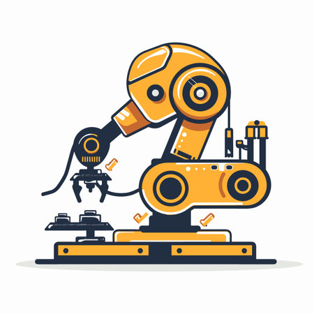 Robotic arm. Robotic factory. Vector illustration in flat styleのイラスト素材