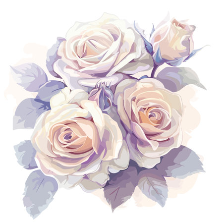 Beautiful bouquet of white and pink roses. Vector illustration.のイラスト素材