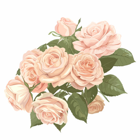 Bouquet of pink roses on a white background. Vector illustration.のイラスト素材