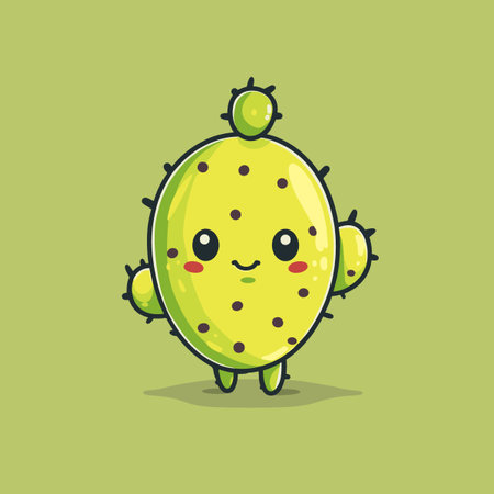 Cute cartoon cactus character vector illustration. Cute smiling cactus character designのイラスト素材