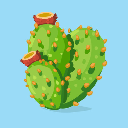 Cactuses. Vector illustration in cartoon style. Isolated on blue background.のイラスト素材