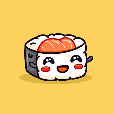 Cute sushi character. Japanese food. Vector illustration in cartoon styleのイラスト素材