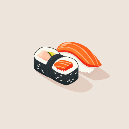 Sushi roll japanese food vector illustration. Sushi roll icon.のイラスト素材