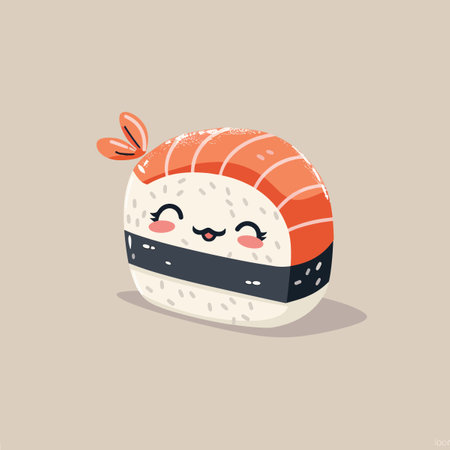 Cute japanese sushi character. Japanese food vector illustration.のイラスト素材