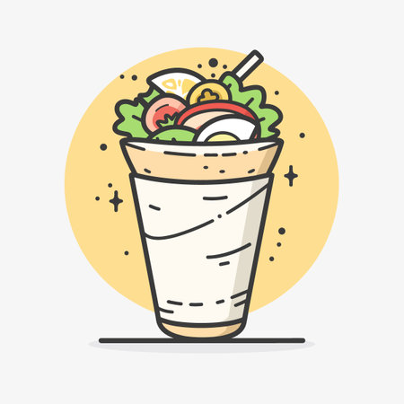 Vector illustration of doner kebab in paper cup. Fast food.のイラスト素材