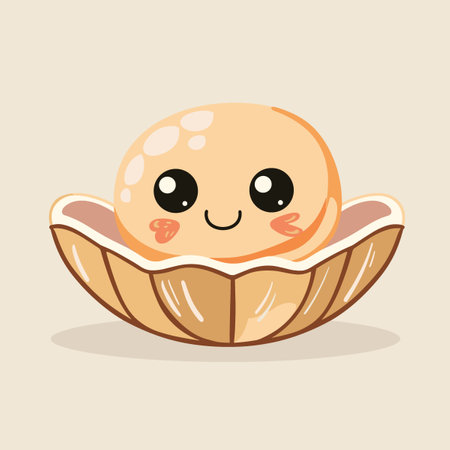 Cute cartoon shell with smiley face. Vector Illustration.のイラスト素材