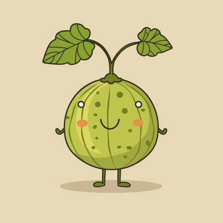 A cartoonish orange Groundcherry with a smiling face.のイラスト素材