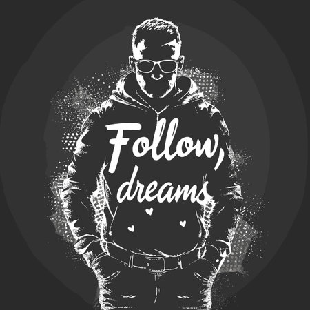 Fashion man. Hand drawn vector illustration on chalkboard background.のイラスト素材