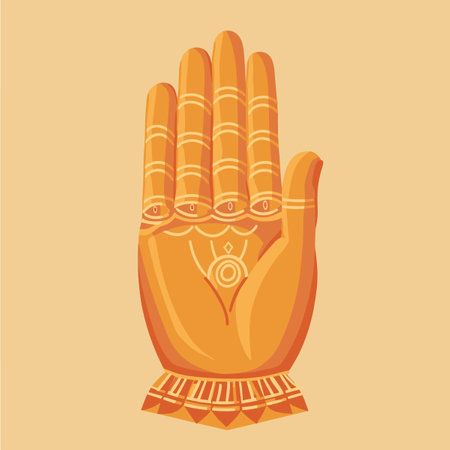 A hand with a circle in the middle of itのイラスト素材