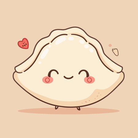 A cartoon of a Guotie Peking Wor tip Guo tie Potstick with a smile on its face. The cartoon is happy and cuteのイラスト素材