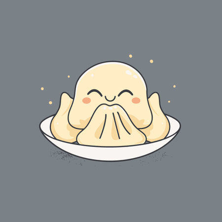 A cartoon of a Guotie Peking Wor tip Guo tie Potstick with a smile on its face. The cartoon is happy and cuteのイラスト素材