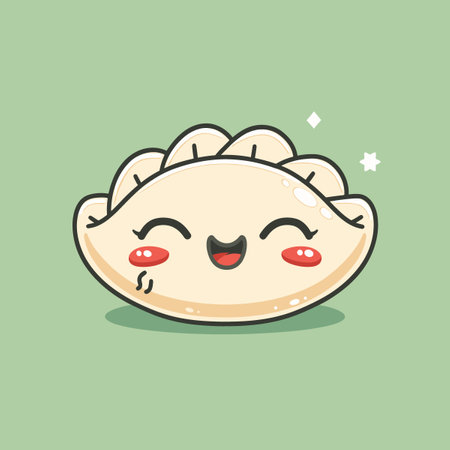 A cartoon of a Guotie Peking Wor tip Guo tie Potstick with a smile on its face. The cartoon is happy and cuteのイラスト素材