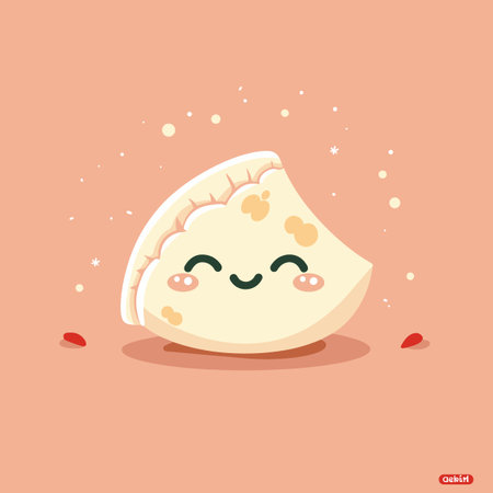 A cartoon of a smiling food item with a red backgroundのイラスト素材