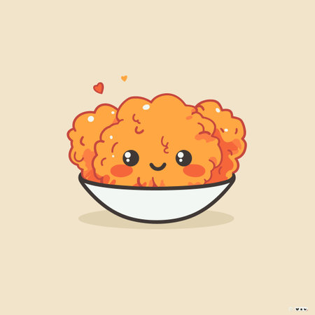 A cartoonish drawing of a bowl of food with a smiling face and a heart on itのイラスト素材