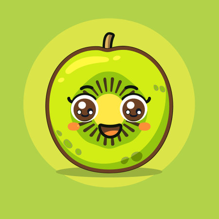 Kiwi fruit character. Cute kawaii kiwi fruit vector illustrationのイラスト素材