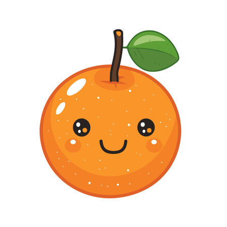 Cute kawaii orange fruit character. Vector illustration isolated on white background.のイラスト素材