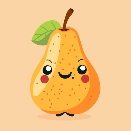 Cute cartoon pear character. Vector illustration of a fruit character.のイラスト素材