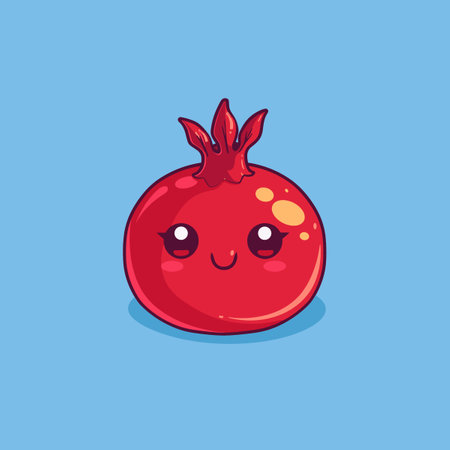 Cute kawaii pomegranate character. Vector illustration.のイラスト素材