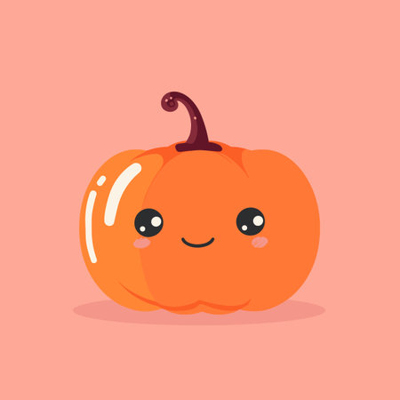 Cute kawaii pumpkin. Vector illustration in flat style.のイラスト素材