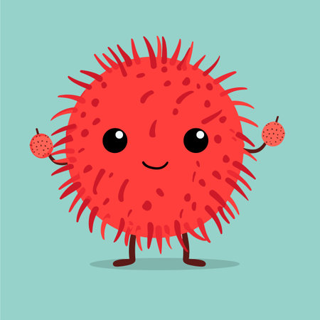 Cute cartoon virus character. Vector illustration in a flat style.のイラスト素材