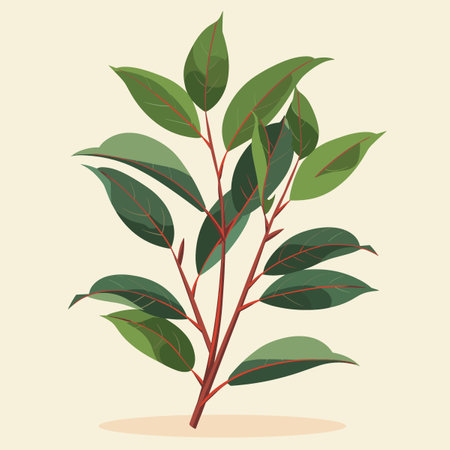 A leafy green plant with red stemsのイラスト素材