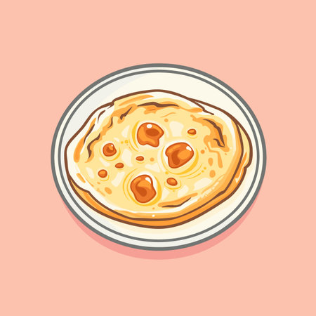 A plate of three folded tortillas. flatbreadのイラスト素材