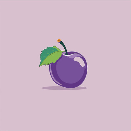 plum fruit icon on purple background. vector illustration. flat designのイラスト素材