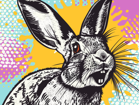 Rabbit head. Vector illustration of a hare head on a colored background.