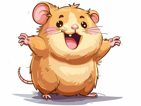 Illustration of a cute hamster standing on a white background.のイラスト素材