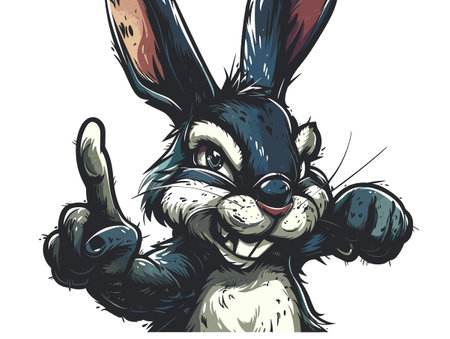 Vector illustration of a cute rabbit with thumbs up in cartoon style.のイラスト素材
